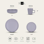 Stone Lain Cleo Stoneware 32-piece Round Dinnerware Set, Light Gray,Service For 8,Coupe - Celina
