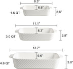 Sweejar Ceramic Baking Dish Set, Cake Baking Dish for Brownie, Porcelain Striped Casserole Dishes for Oven with Handle for Lasagna, Family Dinner(Turquoise)
