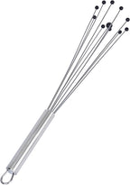 Restaurantware-German Standard 12.6 Inch Ball Whisk, 6 Kitchen Whisks With Silicone Balls - Ergonomic Handle, Dishwashable, Stainless Steel Manual Egg Beater, Durable, For Whisking, Stirring, Mixing