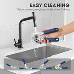 Manual Can Opener, UHIYEE Handheld Can Opener Heavy Duty with High Carbon Sharp Blade, Ease Can Open for Seniors with Comfort Grip Handles, Oversized Turn Knob, Blue