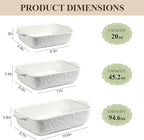 Ceramic Bakeware Set, Porcelain Rectangular Lasagna Pans Casserole Dish Set for Baking, Cooking, Kitchen, Cake Dinner, Banquet and Daily Use, Stackable Nesting, 3 PCS (cream white)