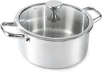 6QT Stock Pot, 316L Stainless Steel Stockpot with Lid, Professional Multi-Use Soup & Pasta Cooking Pot, Oven, Gas and Dishwasher Safe