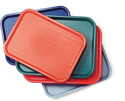 Carlisle FoodService Products CT121605 Café Standard Cafeteria / Fast Food Tray, 12" x 16", Red