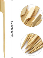 BLUE TOP 300Pcs Bamboo Paddle Picks, 4.7 Inch Sturdy Flat Skewers Food Appetizer Toothpicks for Fruit, Grilling, Drink, BBQ, Barbecue, Yakitori Chicken, Fondue, Roasting,Cocktail, Marshmallow