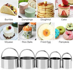 Stainless Steel Biscuit & Dough Cutter Set - 5 Pcs/Pink, Silicone Baking Mats, Pastry Blender