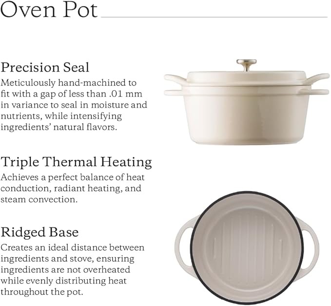 Vermicular Oven Pot | Non-Toxic Enameled Cast Iron Pot | 22cm (3.7 Qt) | Oven-safe | Induction-compatible | Dutch Oven | Made in Japan | Serves 3-4 | Pearl Pink