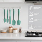 Coukre Silicone Spatula Set of 5,High Temperature Resistant, Food Grade Silicone, Dishwasher Safe, for Baking, Cooking (Pure Aqua Green)