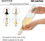WOTOR Wine Saver Vacuum Pump with 20 Stoppers, Wine Stopper & Preserver, Reusable Bottle Sealer Keeps Fresh, Ideal Accessories Gift, Flat Handle (Cream)