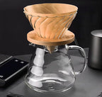 Glass Coffee Dripper/Filter - Glass Pour Over Coffee Cone with Bamboo Stand, Drip Coffee Maker Funnel Accessories for Home or Office, 1-5 Cups