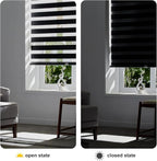 Persilux Cordless Zebra Shades (47" W X 72" H, Black) Free-Stop Window Shades Dual Layer Light Control for Day and Night, Light Filtering Sheer Blinds for Windows, Easy to Install