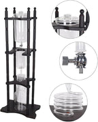 2500ml Cold Brew Coffee Maker, Large Capacity Ice Dripper Coffee Maker, Glass Dutch Coffee Dripper Ice Drip Coffee Tower With Stable Base, Portable Household With Pine Wood amd Handmade Glass