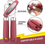 PrinChef Can Opener Manual, Can Tin Bottle Opener with Magnet - No-Trouble-Lid-Lift, Handheld Can Opener Smooth Edge with Sharp Blade, Heavy Duty and Easy to Use, for Seniors with Arthritis, Red