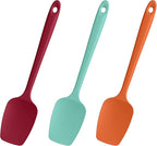 Heat Resistant Silicone Spoon Spatulas, Doosu 600°F High Temp Flexible Cooking Spoons Kitchen Spoonula Scratch-Proof for Mixing Stirring Scraping Serving Non-Stick Cookware (Set of 3, Multi-5)