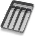 Silverware Organizer Utenisl Organizer Holder Kitchen Drawer Organizer Plastic Silverware Tray for Drawer Flatware Organizer 5 Compartment Black