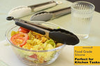 9-Inch Serving Tongs Silicone Tongs, Set of 3 (Black White Gray)