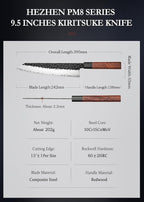 HEZHEN Kiritsuke Knife,9.5 Inches,3 Layers High Carbon Clad Steel Japanese Knife, Professionl Professional Japanese Kitchen Knife, Redwood Octagonal Handle