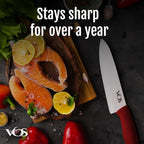Vos Ceramic Knife Set - Ceramic Kitchen Knives With Peeler, Paring Knives 4", 5", 6", 7", 8" Inch Red