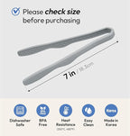 carrotez Mini Silicone Toaster Tongs, Anti-Slip,Non-Scratch Mini Tongs 7 Inch - Gray