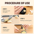 2026 New Garlic Press Rocker, Upgrade Garlic Press Stainless Steel, Portable Manual Stainless Steel Garlic Press Rocker, Innovative Garlic Crusher with Peeler and Scraper (1)
