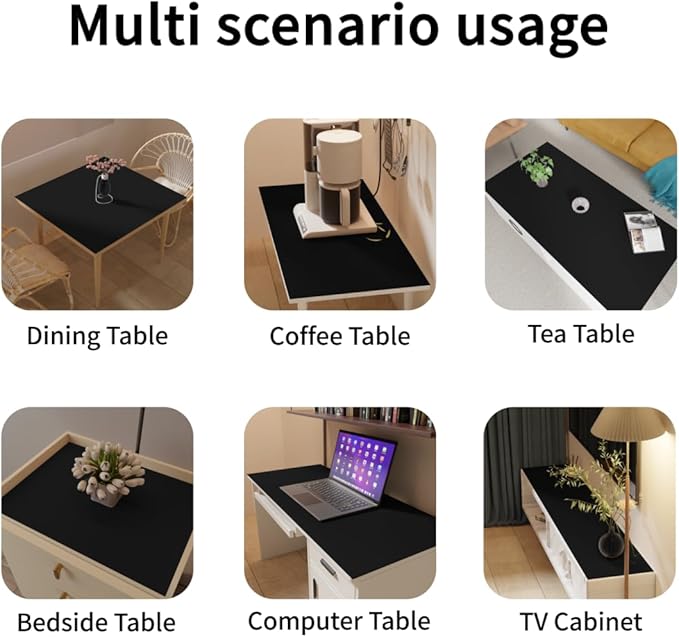 Leather Table Cover,1.8mm Thick,30x48 Inch Desk Cover,Large Desk Mat,Table Protector,Table Cover Protector,Table Protectors for Rectangle Tables(Black+Black,30x48)
