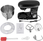 Stand Mixer 1350W Electric Tilt-Head Mixer with 6.5 QT Stainless Steel Bowl, 6 Speed with Pulse Kitchen Mixer, Food Mixer with Dough Hook, Flat Beater, Whisk, Splash Guard (Black)
