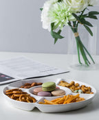 LAUCHUH Veggie Tray Set of 2, Porcelain Chip & Dip Serving Set Divided Serving Platter White Serving Tray for Party, Fruits, Veggies, Candy, Snack, Dessert, 12 inch