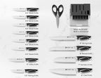BRODARK Kitchen Knife Set with Block and Sharpener, 15 Pcs Sharp Knives Set for Kitchen, Christmas, Stainless Steel Full Tang Knife Block Set, Ergonomic Handle Professional Chef Kitchen Knives Sets