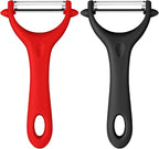 AUAUY 2Pcs Potato Peeler, Y-Shaped Swivel Vegetable Peeler, Fruit Peeler for Kitchen, Non-Slip Y Peeler, Ergonomic Handle Sharp Blade Stainless Steel Peeler, Veggie Peelers for Kitchen(Black+Red)