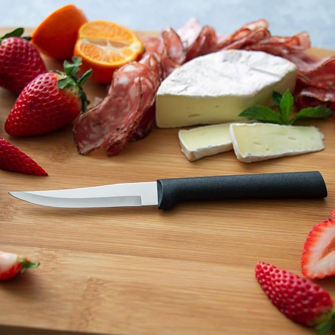 Rada Cutlery 3-Piece Cooking Essentials Knife Gift Set (G249), Stainless Steel Hollow Ground Blades, Made in USA, Black Handles