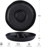 Chip & Dip Serving Set, 2 PCS Divided Cheeses Serving Platter, Relish Tray, Round Compartment Appetizer Set for Chips and Dip, Veggies, Candy and Snacks, Black, Set of 2
