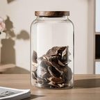 Large Glass Jars with Airtight Wooden Lid, Food Storage Glass Canister, Clear Cereal Storage Container for Flour, Sugar, Coffee Beans, Snack (94 FL OZ (2800ml))