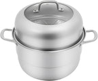 5-Layer Steamer Stackable Steam Cooker, 304 Stainless Steel Steamer with Stackable Pan and Lid, 23.6inch Multi Tier Cookware Pot for Cooking Dumplings, Steamed Buns