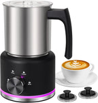Milk Frother, 16.9 OZ Milk Frother and Steamer, 4 in 1 Electric Milk Frother Dishwasher Safe Durable Silent Frother for Coffee Hot and Cold Foam Maker (Black Stainless)