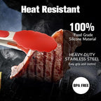 Kitchen Tongs 2 Pcs Tongs for Cooking 7 Inch 9 Inch Red Silicone Tongs Stainless Steel Locking Food Tong with Non-Slip Silicone Tips Heat Resistant Serving Tong for BBQ Grilling Salad Kitchen Utensil