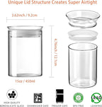 ZENS Glass Canisters Jar with Lid, Airtight Sealed 15 Fluid Ounce Spice Jars Sets of 2, Clear Small Kitchen Storage Containers for Herbs,Tea 4.76 x 3.15 IN