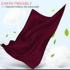 Mulberry Silk Pillow Cases Standard Size with Hidden Zipper, Ultra Smooth and Soft Breathable Cooling Silk Satin Pillowcase for Hair and Skin, Gifts for Women Men (Burgundy Red, 20x26 Inches, 1 Pack)