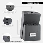 hecef Kitchen Knife Block Set, 14 Pieces Knife Set with Wooden Block & Sharpener Steel & All-purpose Scissors, High Carbon Stainless Steel Cutlery Set (Pink)