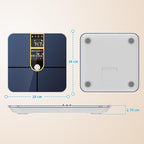 Healthkeep Body Fat Scale with Dual VA Displays and ITO Technology, 16 Body Datas with Heart Rate, Smart Weight Scale Compatible with iOS & Android, Max 400lb/180kg, Golden