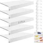 5 Pcs Wire Shelf Cover, 35X16X3 Inch Carbon Fiber Material Shelf Covers for Pantry Shelves(Not Wood), Waterproof Removable Closet Shelving Liner for Home Kitchen,Office Organization - White