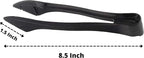 PARTY BARGAINS 8.5 Inches Plastic Serving Tongs, 6 Pack, Premium Quality & Heavy-Duty Black Plastic Tongs for BBQ, Salads, Grilling, Buffets, & Kitchen