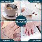 Wadrac Multisize Plastic Clear Table Cover Protector-1.5mm Thick 40x74 inch Non-Slip Water Resistant Easy Clean PVC for Dining Table,Patio Table,Banquet Table,Meeting Table,Work Computer Writing Desk