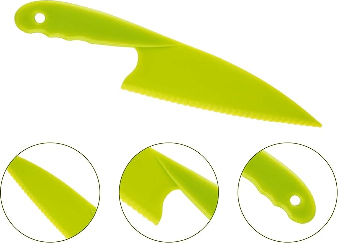 JOVITEC 8 Pcs Kid Cooking Kitchen Knife Set, Plastic Serrated Edges Children's Safe Chef Nylon Knives for Cutting Fruit Bread Cake Salad Lettuce Kids Cooking Supply(Blue Square Knife)