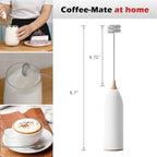 Electric Milk Frother-Handheld Drink Mixer - Electric Whisk Foam Maker for Coffee, Lattes, Cappuccino, Matcha, Hot Chocolate & Creamer (Stand with USB Rechargeable, white)