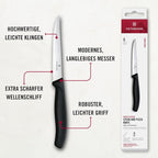 Victorinox 6.7233.6 Swiss Classic Steak Knife Set Ideal for Slicing a Wide Variety of Steak Cuts Serrated Blade in Black, Set of 6