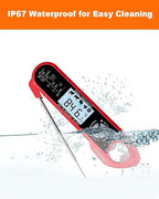 Brigii Meat Thermometer, Instant Read Digital Thermometer-Waterproof/Backlight, 43in Extended Probe and Folding Probe, Oven-Safe Design, Kitchen Food Thermometer for Deep Fry, Grilling, BBQ