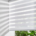 Persilux Zebra Blinds for Windows, Cordless Roller Shades Window Treatments (57" W x 72" H, White) Light Filtering Dual Layer Roller Window Shades Light Filtering Sheer Shades for Home and Office
