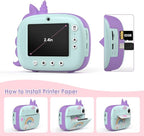 Kids Camera Instant Print, Selfie Digital Camara for Kids with Print Paper & 32G Card, 2.5K Video & Instant Print Camera with Color Pens for DIY, Fun Gift for Girls Boys 3-12 Years Old (Green)