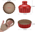 3-3/5 Inch Mini Tart Pans with Removable Bottoms, Round Mini Quiche Pans for Baking, Nonstick Cake Pans Set for Pies, Mousse Cakes, Dessert Baking (Red)
