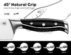 BRODARK Knife Set: 7 Piece Sharp Knife Set Without Steak Knives, Knives Set for Kitchen with German Stainless Steel & Ergonomic Handle, Acacia Wood Block with Built-in Sharpener, Ideal Gifts