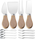 Mini Cheese Knife Set with wood Handle - Stainless Steel Charcuterie Knife Set with 4 Fruit Forks & 4 Small Spoons - Compact Cheese Cutter Set for Charcuterie Boards